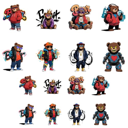 ANATTASOUL 16Pcs Bügelbilder für Textilien Bär Und Graffiti Bügelbilder Erwachsene 6.5 x 8 CM/18 x 22 CM Schnell & Einfach DIY Sticker zum Aufbügeln für Kleidung, Hosen, Hüte, Taschen ANATTASOUL 16Pcs Bügelbilder für Textilien Bär Und Graffiti Bügelbilder Erwachsene 6.5 x 8 CM/18 x 22 CM Schnell & Einfach DIY Sticker zum Aufbügeln für Kleidung, Hosen, Hüte, Taschen von ANATTASOUL