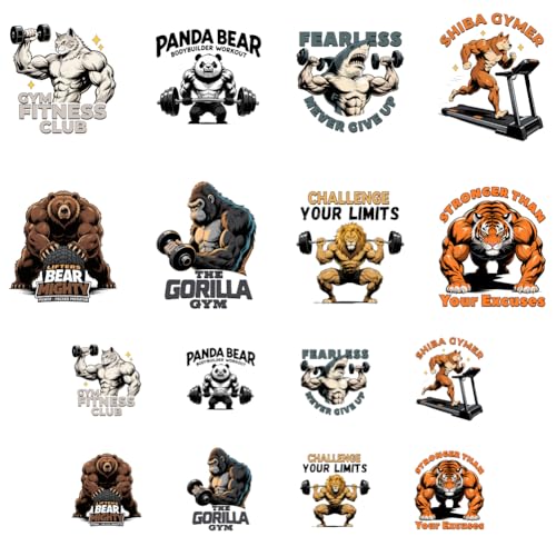 ANATTASOUL 16Pcs Bügelbilder für Textilien Fitness Tier Bügelbilder Erwachsene 6.5 x 8 CM/18 x 22 CM Schnell & Einfach DIY Sticker zum Aufbügeln für Kleidung, Hosen, Hüte, Taschen ANATTASOUL 16Pcs Bügelbilder für Textilien Fitness Tier Bügelbilder Erwachsene 6.5 x 8 CM/18 x 22 CM Schnell & Einfach DIY Sticker zum Aufbügeln für Kleidung, Hosen, Hüte, Taschen von ANATTASOUL