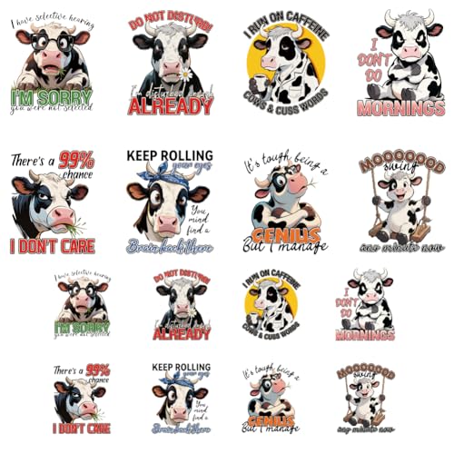ANATTASOUL 16Pcs Bügelbilder für Textilien Kuh und Sarkastischer Spruch Bügelbilder Erwachsene 6.5 x 8 CM/18 x 22 CM Schnell & Einfach DIY Sticker zum Aufbügeln für Kleidung, Hosen, Hüte, Taschen ANATTASOUL 16Pcs Bügelbilder für Textilien Kuh und Sarkastischer Spruch Bügelbilder Erwachsene 6.5 x 8 CM/18 x 22 CM Schnell & Einfach DIY Sticker zum Aufbügeln für Kleidung, Hosen, Hüte, Taschen von ANATTASOUL