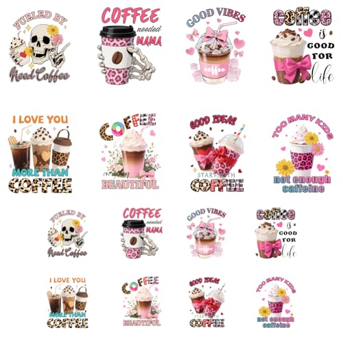 ANATTASOUL 16Pcs Bügelbilder für Textilien Schädel Und Kaffee Bügelbilder Erwachsene 6.5 x 8 CM/18 x 22 CM Schnell & Einfach DIY Sticker Halloween zum Aufbügeln für Kleidung, Hosen, Hüte, Taschen ANATTASOUL 16Pcs Bügelbilder für Textilien Schädel Und Kaffee Bügelbilder Erwachsene 6.5 x 8 CM/18 x 22 CM Schnell & Einfach DIY Sticker Halloween zum Aufbügeln für Kleidung, Hosen, Hüte, Taschen von ANATTASOUL