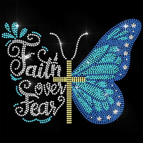 ANATTASOUL Aufnäher zum Aufbügeln mit blauen Strasssteinen, Schmetterling und Kreuz, glitzernd, für Kleidung, 29,5 x 20,8 cm, große Pailletten-Applikation für Jeans, Jacken, Mützen, Taschen, T-Shirts ANATTASOUL Aufnäher zum Aufbügeln mit blauen Strasssteinen, Schmetterling und Kreuz, glitzernd, für Kleidung, 29,5 x 20,8 cm, große Pailletten-Applikation für Jeans, Jacken, Mützen, Taschen, T-Shirts von ANATTASOUL