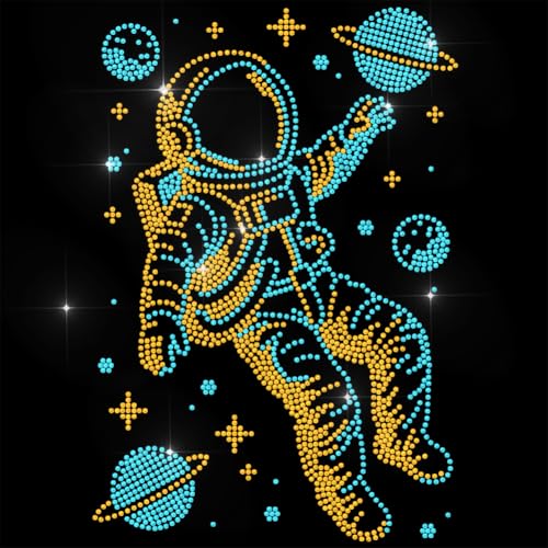 ANATTASOUL Bügeleisen Auf Strass Transfer Aufkleber Bügelaufkleber Astronaut Bügelbilder für Textilien Glitzer Strass Für Kleidung Hut Tragetasche DIY Kunsthandwerk Geschenke Festival von ANATTASOUL