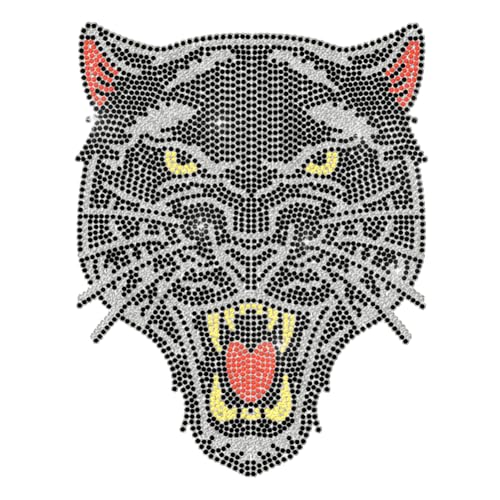 ANATTASOUL Bügeleisen Auf Strass Transfer Aufkleber Bügelaufkleber Schwarzer Panther Bügelbilder für Textilien Glitzer Strass Für Kleidung Hut Tragetasche DIY Kunsthandwerk Geschenke Festival von ANATTASOUL