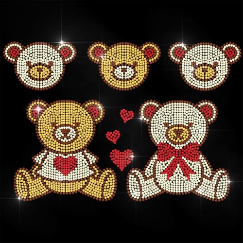 ANATTASOUL Bügeleisen Auf Strass Transfer Aufkleber Bügelaufkleber Teddybär Bügelbilder für Textilien Glitzer Strass Für Kleidung Hut Tragetasche DIY Kunsthandwerk Geschenke Festival von ANATTASOUL