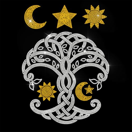 ANATTASOUL Bügeleisen Auf Strass Transfer Aufkleber Kristall Bügelaufkleber Baum des Lebens Hotfix Bling Strass Patch Für Kleidung Hut Tragetasche DIY Kunsthandwerk Geschenke Festival von ANATTASOUL