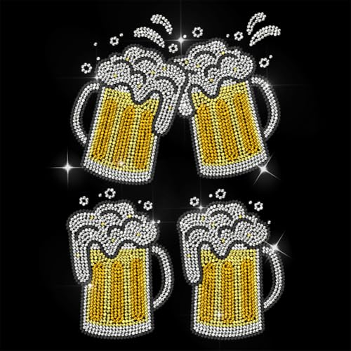 ANATTASOUL Bügeleisen Auf Strass Transfer Aufkleber Kristall Bügelaufkleber Bier Hotfix Bling Strass Patch Für Kleidung Hut Tragetasche DIY Kunsthandwerk Geschenke Festival von ANATTASOUL