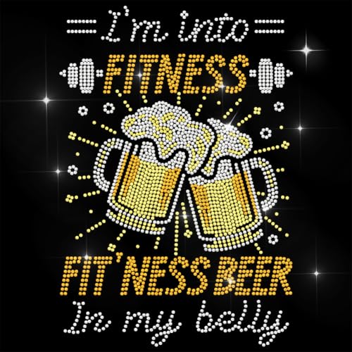 ANATTASOUL Bügeleisen Auf Strass Transfer Aufkleber Kristall Bügelaufkleber Bier Und Fitness Hotfix Bling Strass Patch Für Kleidung Hut Tragetasche DIY Kunsthandwerk Geschenke Festival von ANATTASOUL