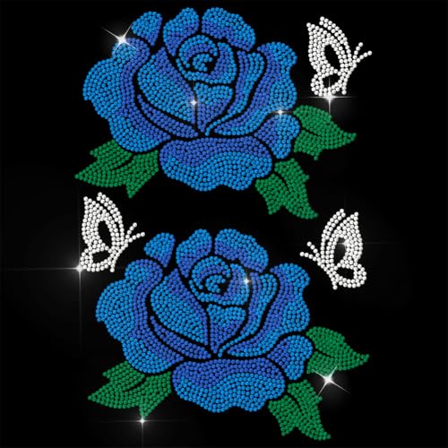 ANATTASOUL Bügeleisen Auf Strass Transfer Aufkleber Kristall Bügelaufkleber Blumen Schmetterling Rose Hotfix Bling Strass Patch Für Kleidung Hut Tragetasche DIY Kunsthandwerk Geschenke Festival von ANATTASOUL