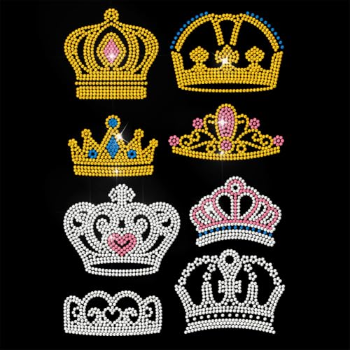 ANATTASOUL Bügeleisen Auf Strass Transfer Aufkleber Kristall Bügelaufkleber Krone Hotfix Bling Strass Patch Für Kleidung Hut Tragetasche DIY Kunsthandwerk Geschenke Festival von ANATTASOUL