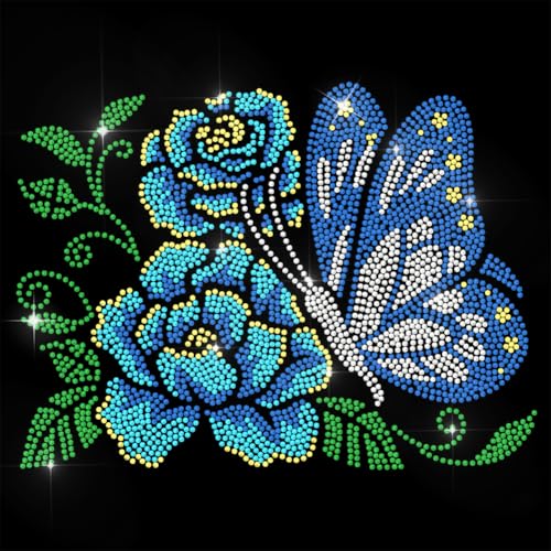 ANATTASOUL Bügeleisen Auf Strass Transfer Aufkleber Bügelaufkleber Schmetterling Und Blumen Bügelbilder für Textilien Glitzer Strass Für Kleidung Hut Tragetasche DIY Kunsthandwerk Geschenke von ANATTASOUL