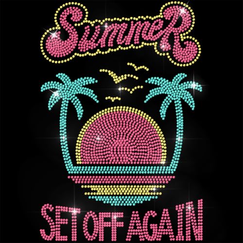 ANATTASOUL Bügeleisen Auf Strass Transfer Aufkleber Kristall Bügelaufkleber Sommer-Strand Hotfix Bling Strass Patch Für Kleidung Hut Tragetasche DIY Kunsthandwerk Geschenke Festival von ANATTASOUL