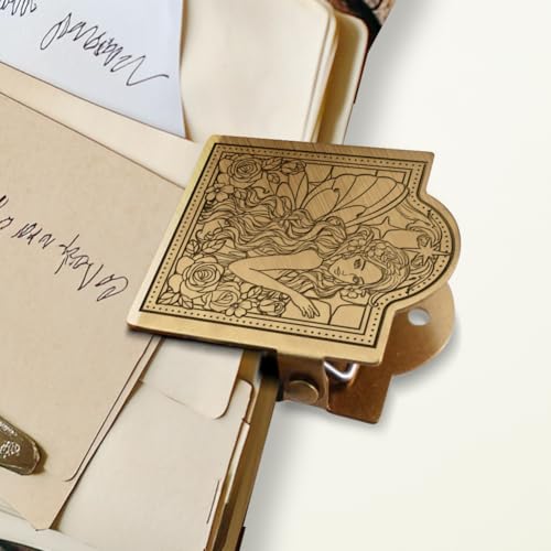 ANATTASOUL Messing-Binderklammer im Vintage-Stil, Fee und Blumen, Büroklammer für Tagebücher, robuste Metall-Buchklammer für Notizbücher, Lesezeichen, Seitenhalter ANATTASOUL Messing-Binderklammer im Vintage-Stil, Fee und Blumen, Büroklammer für Tagebücher, robuste Metall-Buchklammer für Notizbücher, Lesezeichen, Seitenhalter von ANATTASOUL