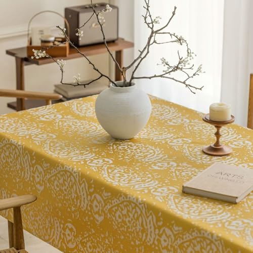 ANAZOZ 135x180 cm Tischdecke Rechteckig, Abwaschbare Tischtücher Hochzeit Polyester mit Jacquard und Quasten von ANAZOZ