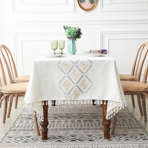 ANAZOZ Tischdecke 100x160cm Rechteckig, Tischdecke Polyester Abwaschbar Tischtücher Hochzeit Raute mit Fransen Sticken ANAZOZ Tischdecke 100x160cm Rechteckig, Tischdecke Polyester Abwaschbar Tischtücher Hochzeit Raute mit Fransen Sticken von ANAZOZ