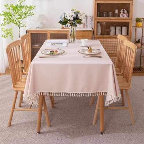 ANAZOZ Tischdecke PVC Outdoor 140x240cm, Tischdecke Abwaschbar Wachstuch Tischdeko für Esstisch Einfarbig Rosa mit Fransen ANAZOZ Tischdecke PVC Outdoor 140x240cm, Tischdecke Abwaschbar Wachstuch Tischdeko für Esstisch Einfarbig Rosa mit Fransen von ANAZOZ