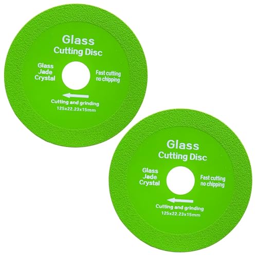 2 Stück Glas Schneiden Trennscheiben 125, Flexscheiben Glasschneidescheibe, Glas Schleifen, 125 X 15 X 22.23mm Glass Cutting Disc, Winkelschleifer Scheiben für Dickes Glas Keramik Marmor Schneiden von ANBOO