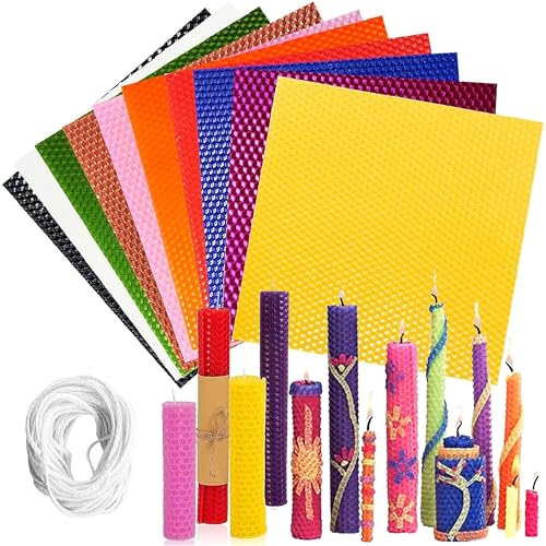 ANBOO Bienenwachskerzen Wachsplatten für Kerzen, 10 Farben Bienenwachsplatten für Kerzen mit 6m Baumwolldocht, Taufkerze Selber Machen Set, Kerzen Selber Machen Set für Kinder(20 * 20 cm) ANBOO Bienenwachskerzen Wachsplatten für Kerzen, 10 Farben Bienenwachsplatten für Kerzen mit 6m Baumwolldocht, Taufkerze Selber Machen Set, Kerzen Selber Machen Set für Kinder(20 * 20 cm) von ANBOO