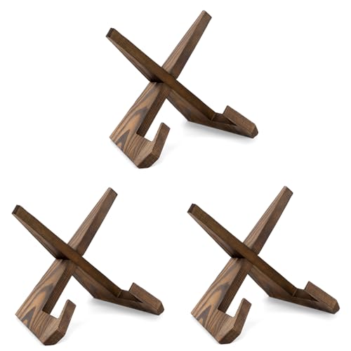 ANBOXIT Tellerständer zur Aufsteller - 16,6 CM 3 Stück Tellerhalter, Hölzern Teller Ständer, Bilderrahmen Halterung, Deko Tischaufsteller zur Ausstellung von ANBOXIT