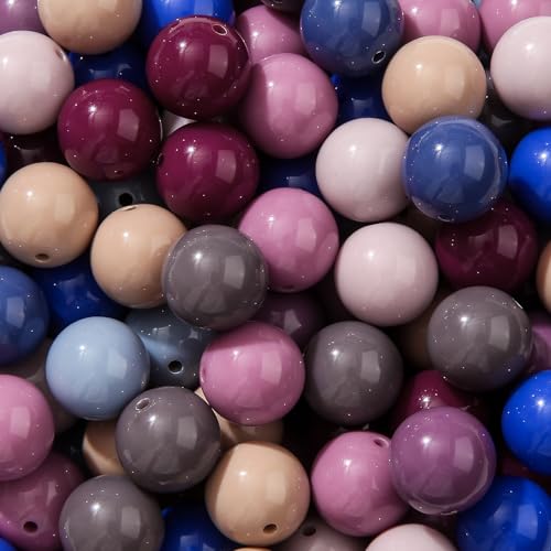 ANCADN 16 mm Acrylperlen, 100 Stück, farbige Perlen, Stiftperlen, Kaugummi-Perlen, DIY, Perlen, Haarband, Armbänder, Halsketten, Handwerk für DIY-Schmuckherstellung (dunkelblau) von ANCADN