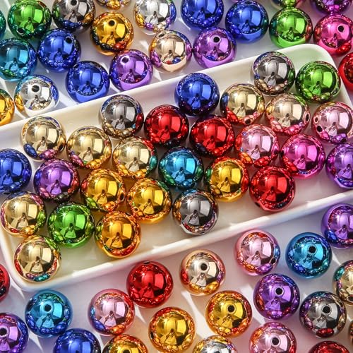 ANCADN 20 mm UV-Perlen, 100 Stück, klobige Kaugummi-Perlen, Discokugeln, Discokugeln, für Schmuckherstellung, Armbänder, Halsketten, Bastelbedarf (UV-Farben) von ANCADN