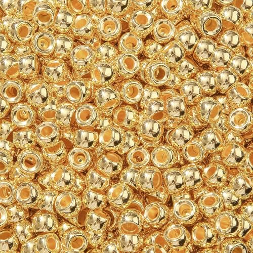 ANCADN 900 Stück goldene Pony-Perlen, Acrylperlen, 9 mm, große Kunststoffperlen zum Haarflechten, Pony-Perlen für Armbänder, goldfarben ANCADN 900 Stück goldene Pony-Perlen, Acrylperlen, 9 mm, große Kunststoffperlen zum Haarflechten, Pony-Perlen für Armbänder, goldfarben von ANCADN