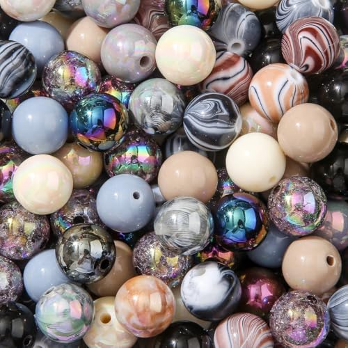 ANCADN Acrylperlen, 16 mm, 100 Stück, braune und schwarze Perlen, runde Abstandshalter, lose Perlen für DIY-Schmuckherstellung (braun und schwarz) von ANCADN