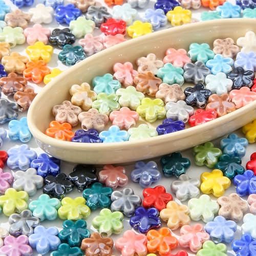 ANCADN Keramikperlen, bunte Blumenperlen, Keramik-Blumenform, Perlen für DIY-Schmuckherstellung, 40 Stück ANCADN Keramikperlen, bunte Blumenperlen, Keramik-Blumenform, Perlen für DIY-Schmuckherstellung, 40 Stück von ANCADN