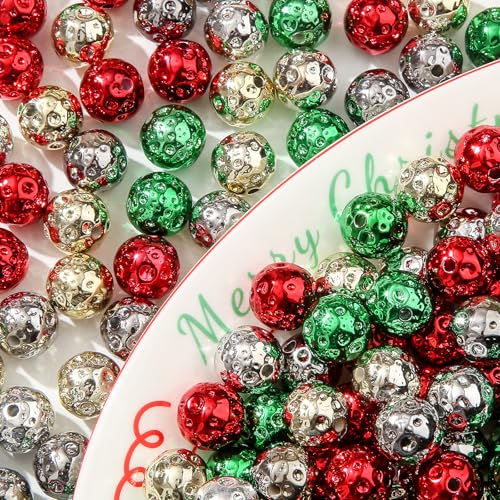 ANCADN Weihnachtsperlen, 16 mm, 100 Stück, Acryl-Perlen, Rot, Grün, Gold, Silber, Kaugummi-Perlen, DIY, Perlen, Haarband, Armbänder, Halsketten, Handwerk für DIY-Schmuckherstellung (Christmas Yunshi) ANCADN Weihnachtsperlen, 16 mm, 100 Stück, Acryl-Perlen, Rot, Grün, Gold, Silber, Kaugummi-Perlen, DIY, Perlen, Haarband, Armbänder, Halsketten, Handwerk für DIY-Schmuckherstellung (Christmas Yunshi) von ANCADN