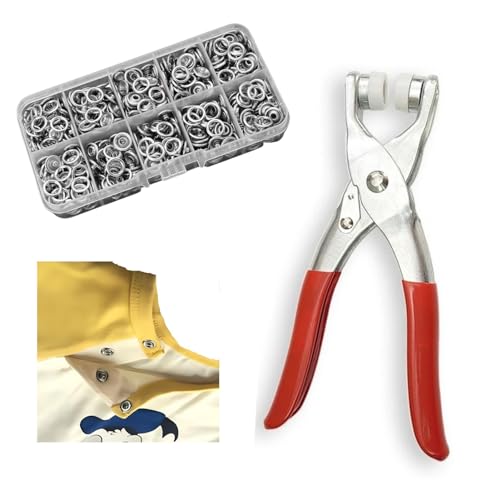 Druckknöpfe,100 Sätze Metalldruckknöpfe mit Verschluss Zange Presse Werkzeugsatz,Druckknöpfe Ohne Nähen,Für DIY Basteln,Kinderbekleidung,Kleidung Taschen. (Silber-9,5 MM) von ANCDTVV