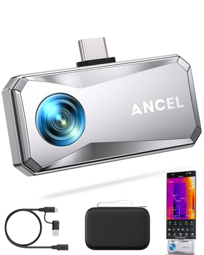 ANCEL IR101 Wärmebildkameras für Android/PC, Thermal Imaging Camera 256x192 IR (-20℃~550℃), 3 Wärmemessungen & 11 Farbpaletten, 0,24W Low-Power, Thermokamera für Reparatur/Inspektion/Bau (Silber) von ANCEL