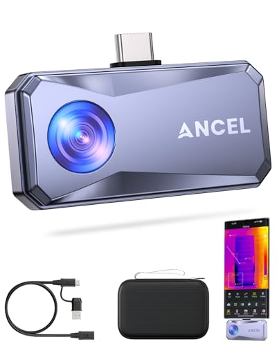 ANCEL IR101 Wärmebildkameras für Android/PC, Thermal Imaging Camera 256x192 IR (-20℃~550℃), 3 Wärmemessungen & 11 Farbpaletten, 0,24W Low-Power, Thermokamera für Reparatur/Inspektion/Bau (Grauen) von ANCEL