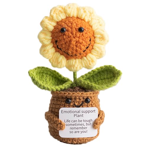 Künstliche Häkelblumen, handgefertigte gestrickte Blumenarrangements für Heimdekoration, Hochzeitsstrauß, Tafelaufsatz, Geschenk für Muttertag, Geburtstag, Jahrestag, Küche, Schreibtisch (Smiling von ANCEOMU