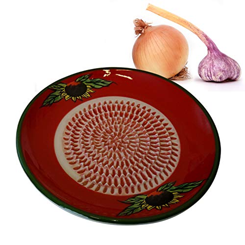 ANCKERAMIC® runde Keramikreibe – Muskatreibe, Knoblauchreibe, Ingwerreibe aus Keramik, Handarbeit (Rote-Bunte) von ANCKERAMIC