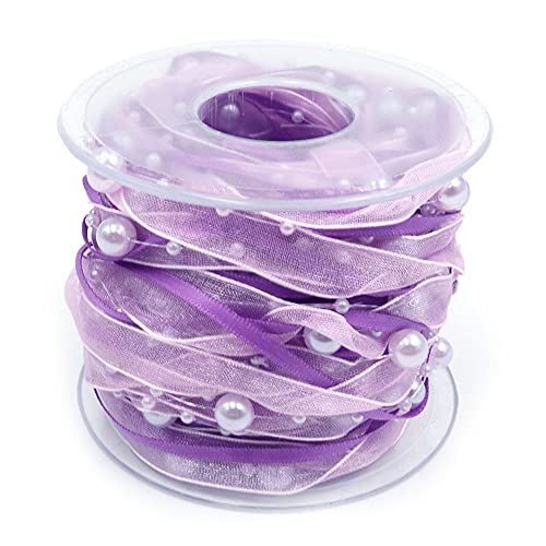 ANCLLO 10 m künstliches Perlenband Chiffonband und Organza-Spitzenband für Hochzeit, Blume, Weihnachtsbaum, Dekoration, Nähen, Handwerk, Verpackung, Lila ANCLLO 10 m künstliches Perlenband Chiffonband und Organza-Spitzenband für Hochzeit, Blume, Weihnachtsbaum, Dekoration, Nähen, Handwerk, Verpackung, Lila von ANCLLO