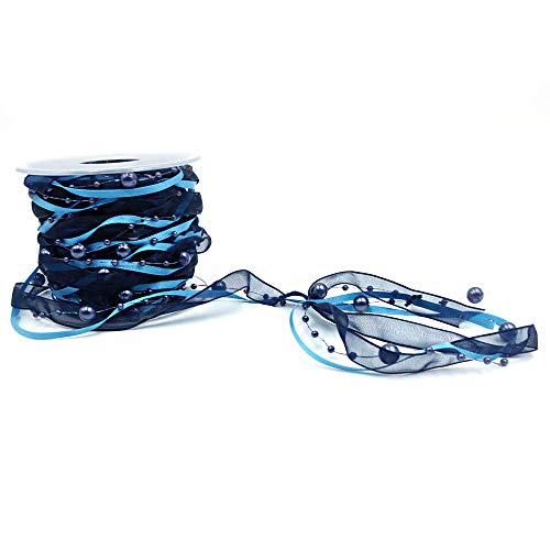 ANCLLO 10 m langes künstliches Perlenband, Chiffonband und Organza-Spitzenband für Hochzeit, Blumen, Weihnachtsbaum, Dekoration, Nähen, Handwerk, Verpackung, Marineblau ANCLLO 10 m langes künstliches Perlenband, Chiffonband und Organza-Spitzenband für Hochzeit, Blumen, Weihnachtsbaum, Dekoration, Nähen, Handwerk, Verpackung, Marineblau von ANCLLO