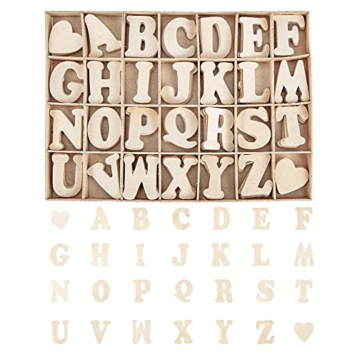 ANCLLO Holzbuchstaben A-Z und Herz-Set mit Ablagetablett, Holzbuchstaben, natürliches Holz, für Kunst, Handwerk, DIY, Hochzeit, Dekoration, 112 Stück ANCLLO Holzbuchstaben A-Z und Herz-Set mit Ablagetablett, Holzbuchstaben, natürliches Holz, für Kunst, Handwerk, DIY, Hochzeit, Dekoration, 112 Stück von ANCLLO
