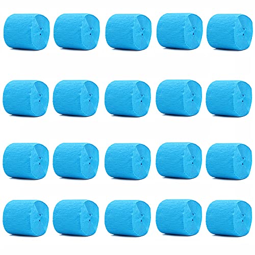 ANCLLO 20 Rollen 3,5 cm x 10 m Krepppapier Party Luftschlangen Hintergrund hängende Dekorationen für Geburtstagsparty, Hochzeit und Festival Dekorationen (Blau) von ANCLLO