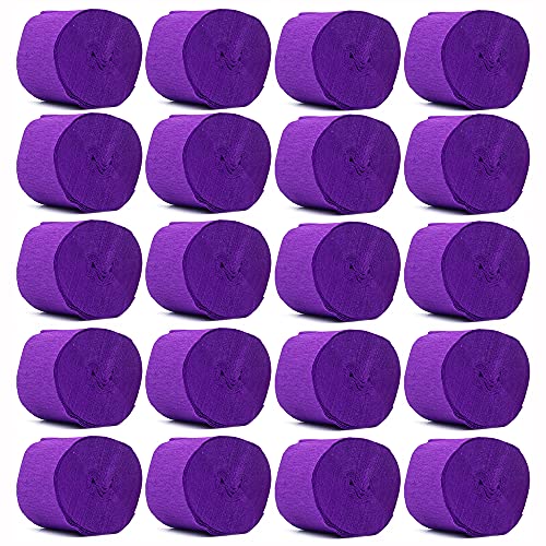 ANCLLO 20 Rollen 3,5 cm x 10 m Krepppapier Party Luftschlangen Hintergrund hängende Dekorationen für Geburtstagsparty, Hochzeit und Festival Dekorationen (Violett) von ANCLLO