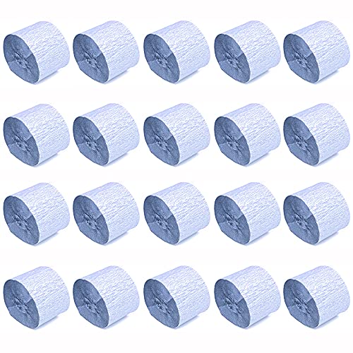 ANCLLO 20 Rollen 3,5 cm x 10 m Krepppapier Party Luftschlangen Kulisse Hängende Dekorationen für Geburtstagsparty, Hochzeit und Festival-Dekorationen, Silber von ANCLLO