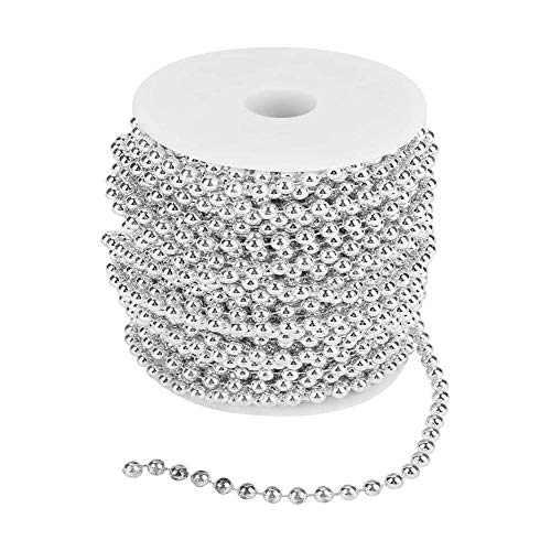 ANCLLO 20 m lange Perlen-Girlande, Perlenbordüre, zarte, dekorative Perlenschnur für Hochzeit, Party, Festival, silberfarben von ANCLLO