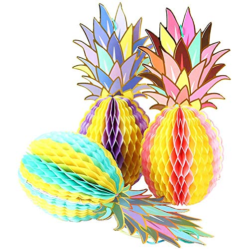 ANCLLO 3 Stück bunte Papier-Ananas-Waben-Hängedekoration für tropische Hawaiianische Partys, Gastgeschenke, Hochzeit, Heimdekoration,Tischdekoration ANCLLO 3 Stück bunte Papier-Ananas-Waben-Hängedekoration für tropische Hawaiianische Partys, Gastgeschenke, Hochzeit, Heimdekoration,Tischdekoration von ANCLLO
