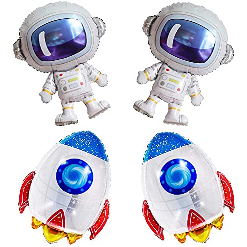 ANCLLO 4Pcs Cute Large Size Outer Space Cartoon Balloons Astronaut Balloons Rocket Balloons for Planet Themed Party Supplies Shower Birthday Party von ANCLLO