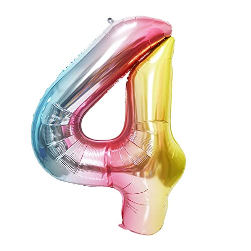 ANCLLO 40-Zoll-Ballon-Regenbogen-Verlauf Bunte große Zahl-Ballons für Happy Birthday Party-Dekorationen (Nummer 4) von ANCLLO