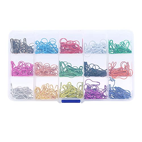 ANCLLO 450 Stück 15 Farben Anstecknadeln Sicherheitsnadeln Birnenform Pins kleine Metall Kürbisnadeln Kalabash Pins für DIY Projekt, Stricken Maschenmarkierer, Nähen Kleidung mit Aufbewahrungsbox von ANCLLO