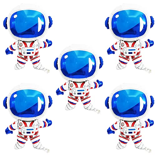ANCLLO 5 Stück 55,9 x 76,2 cm Space Man – Astronauten-Folienballon, Weltraumdekoration, Partyzubehör, perfekt für Weltraum-Geburtstagsfeiern, Dekorationen (54 x 77 cm) von ANCLLO