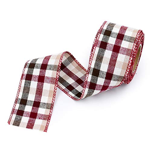 ANCLLO 5 m kariertes Band mit Drahtkante, Gingham-Band für St. Patrick's Day Dekoration und Schleifen, rot ANCLLO 5 m kariertes Band mit Drahtkante, Gingham-Band für St. Patrick's Day Dekoration und Schleifen, rot von ANCLLO