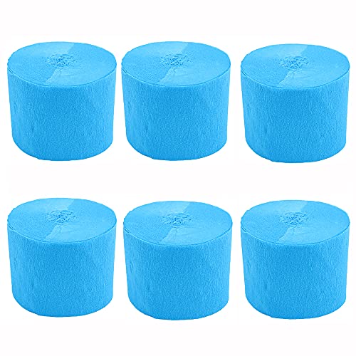ANCLLO 6 Rollen 4,5 cm x 25 m Krepppapier Party Luftschlangen Hintergrund hängende Dekorationen für Geburtstagsparty, Hochzeit und Festival-Dekorationen (Blau) von ANCLLO