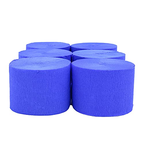 ANCLLO 6 Rollen 4,5 cm x 25 m Krepppapier Party Luftschlangen Hintergrund hängende Dekorationen für Geburtstagsparty, Hochzeit und Festival-Dekorationen (Dunkelblau) von ANCLLO