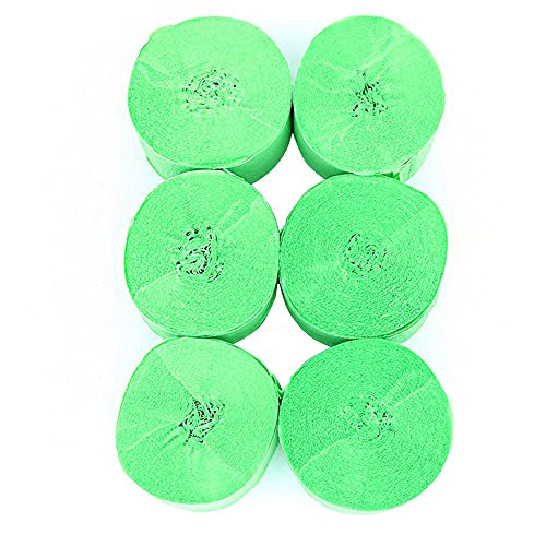 ANCLLO 6 Rollen 4,5 cm x 25 m Krepppapier Party Luftschlangen Hintergrund hängende Dekorationen für Geburtstagsparty, Hochzeit und Festival-Dekorationen (Hellgrün) von ANCLLO