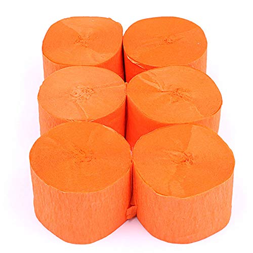 ANCLLO 6 Rollen 4,5 cm x 25 m Krepppapier Party Luftschlangen Hintergrund hängende Dekorationen für Geburtstagsparty, Hochzeit und Festival-Dekorationen (Orange) von ANCLLO